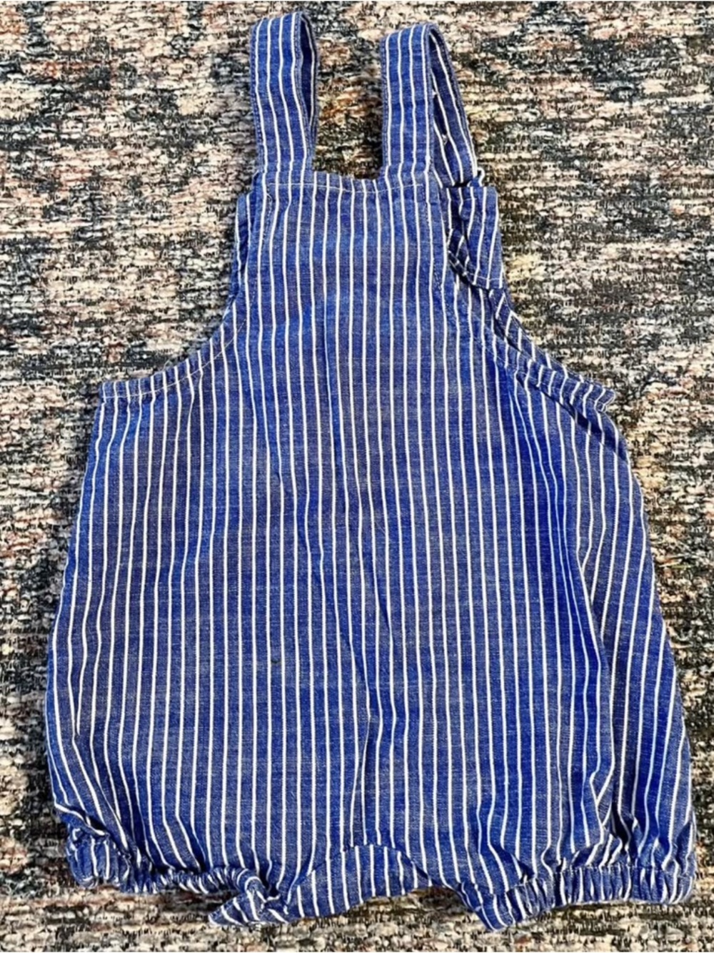 Cat & Jack Blue and White Striped Baby Overall Romper - Picture 2 of 3